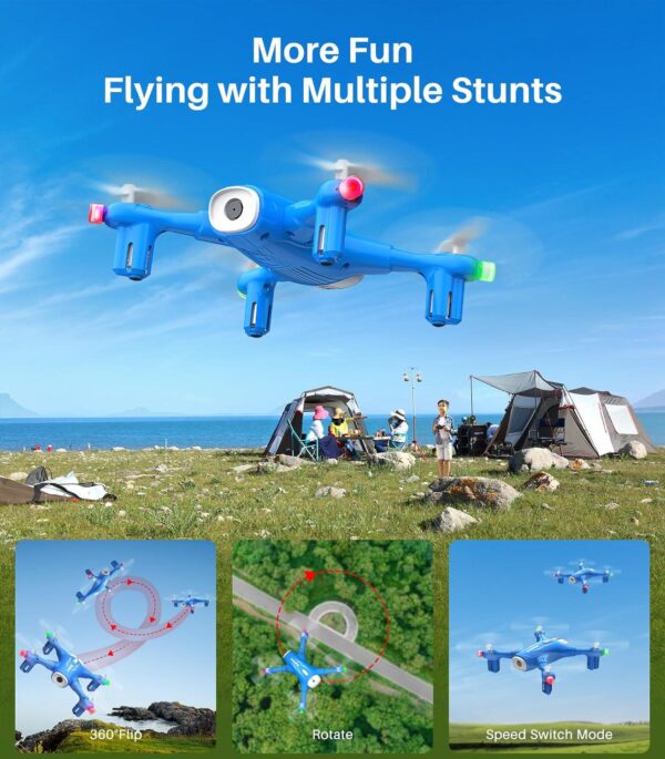 SYMA X400 Mini Drone: 1080P FPV Camera, Remote Control, Altitude Hold, Gravity Start, 3D Flips, Blue - Image 4