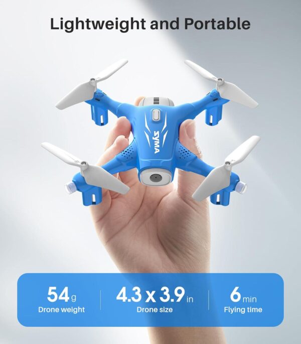 SYMA X400 Mini Drone: 1080P FPV Camera, Remote Control, Altitude Hold, Gravity Start, 3D Flips, Blue - Image 6