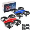 TOMZON A24 Mini Drone for Kids: Battle Mode, Throw to Go, High Speed Rotation - Red & Blue 2 Pack, Includes 4 Batteries