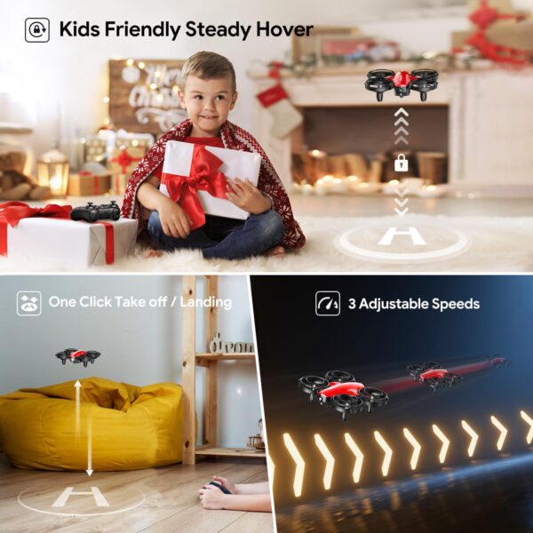 TOMZON A24 Mini Drone for Kids: Battle Mode, Throw to Go, High Speed Rotation - Red, Includes 3 Batteries - Image 2
