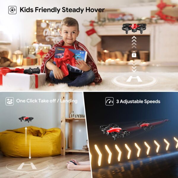 TOMZON A24 Mini Drone for Kids: Battle Mode, Throw to Go, High Speed Rotation - Red & Blue 2 Pack, Includes 4 Batteries - Image 2