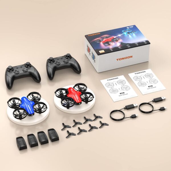 TOMZON A24 Mini Drone for Kids: Battle Mode, Throw to Go, High Speed Rotation - Red & Blue 2 Pack, Includes 4 Batteries - Image 7