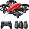 TOMZON A24 Mini Drone for Kids: Battle Mode, Throw to Go, High Speed Rotation - Red, Includes 3 Batteries