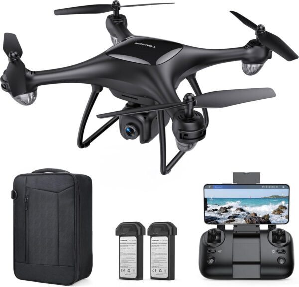 TOMZON P5G GPS Drone: 4K Camera, Under 249g, WiFi FPV - Includes Smart Features, Carrying Bag, 2 Batteries