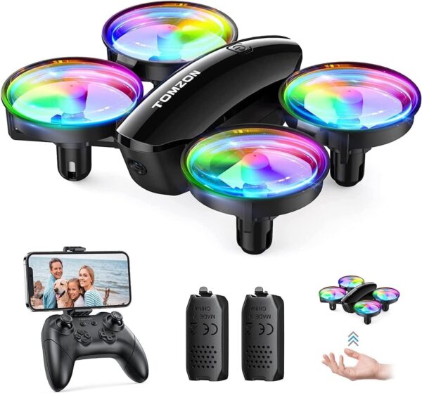 Tomzon A23W Drone: 1080P Camera, Mini LED, High Speed Rotation - Perfect for Adults and Kids, Includes 2 Batteries