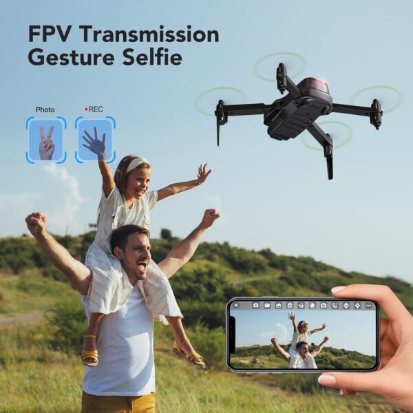 Tomzon D15 Mini Drone: 1080P Camera, Foldable, FPV - Perfect for Beginners, Includes 2 Batteries and Carrying Case - Image 3