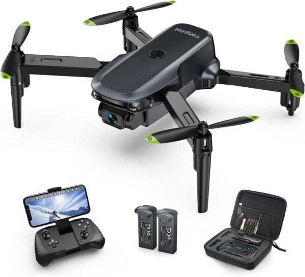 Tomzon D15 Mini Drone: 1080P Camera, Foldable, FPV - Perfect for Beginners, Includes 2 Batteries and Carrying Case