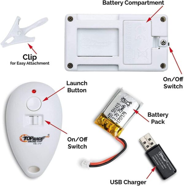 Top Race Drone Clip Remote Control Object Launcher - Drop Release Device, Fits Most Drones and DJI, Holds up to 2 Lbs, 300 Feet Distance - Image 3