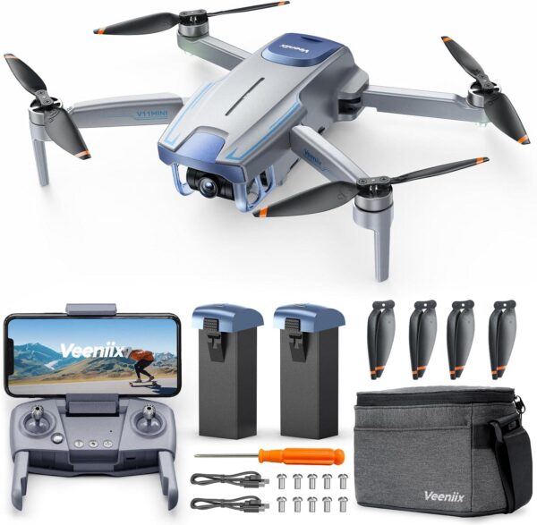 V11MINI Drones with Camera for Adults 4K 60Min Flight Time, Under 250g, 5GHz WiFi Transmission, GPS Auto Return, Waypoints, Follow Me, Circle Fly, Easy Gift Beginner